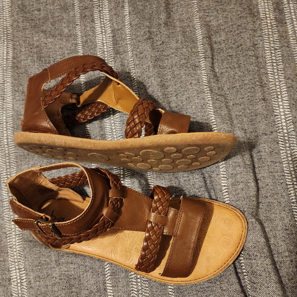 b.o.c. Tan Braided Leather Sandals